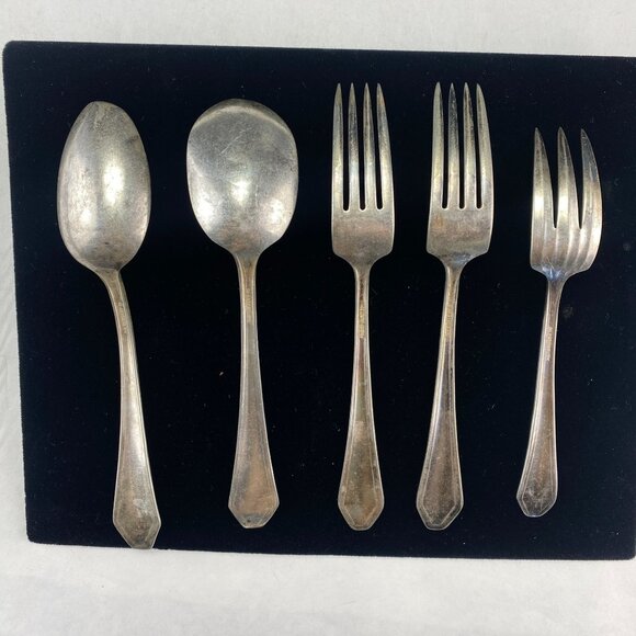 Vintage Oneida Glastonbury Pearl Silverplate Forks Spoons 5 Pcs - Picture 2 of 13